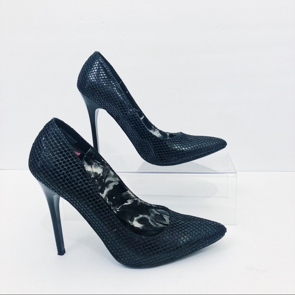 Baby Phat Black Sparkle Heels Size 8